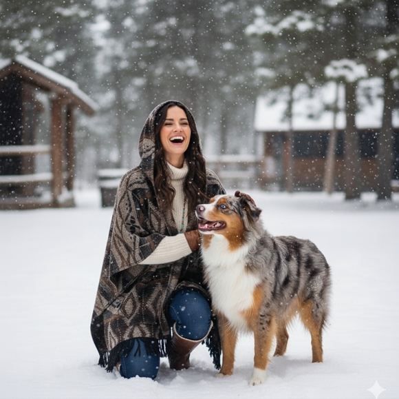 🌿Artisan Crafted Women's Medium Boho Hooded Cape Fringed Cardigan - Picture 10 of 12